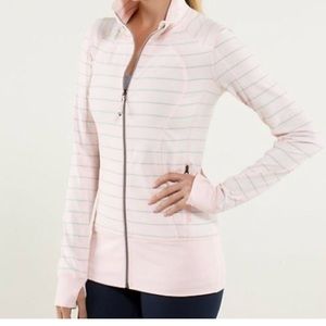 Lululemon Pink and Grey striped Asana Jacket